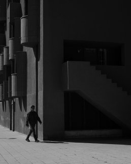 Architecture photography walking man Ricardo Bofill Walden 7 Barcelona Spain Sebastien Franca Fine Art