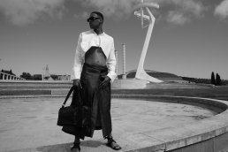 Black and white Fashion architecture photoshoot man editorial Lupe Giraldo Barcelona Sebastien franca