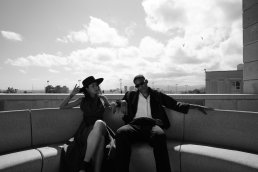 Black and white Fashion architecture photoshoot couple editorial Lupe Giraldo Barcelona Sebastien franca