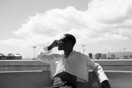 Black and white Fashion architecture photoshoot editorial man Lupe Giraldo Barcelona Sebastien franca
