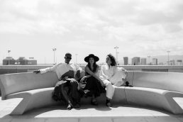 Black and white Fashion architecture photoshoot editorial group models Lupe Giraldo Barcelona Sebastien franca