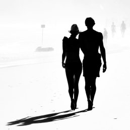 Iconic Black and white photography lovers on the beach Brazil