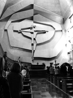 Black and white photography church architectural concrete Mexico City