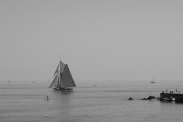 black and white photography boat barcelona