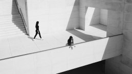 Black and white photography fashion editorial design people shadow architecture Barcelona