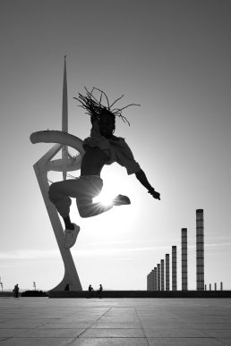 Black and white fine art photography dancer architecture barcelona