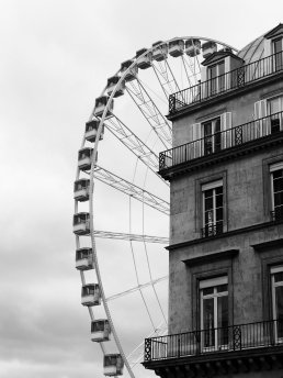 Black and white photography Ferris wheel Paris