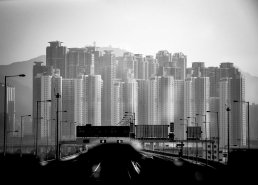 Black and white fine art architectural photography Hong Kong skyline