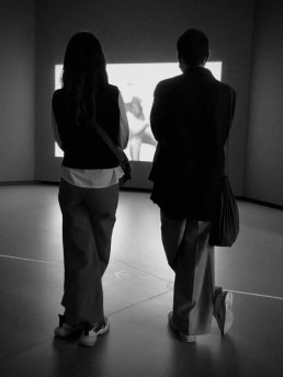 Black and white photography stylish people standing Paris