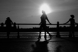 Black and white photography shadow girl in Manhattan