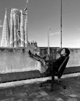 Black and white glamor photography Sagrada Familia Barcelona