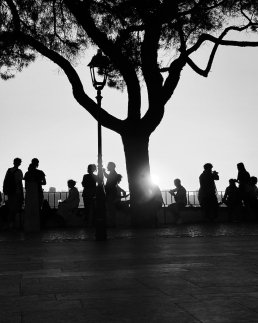 Black and white photographs people shadows Lisboa