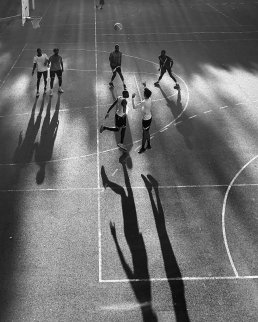 Black and white photography Basket players shadows