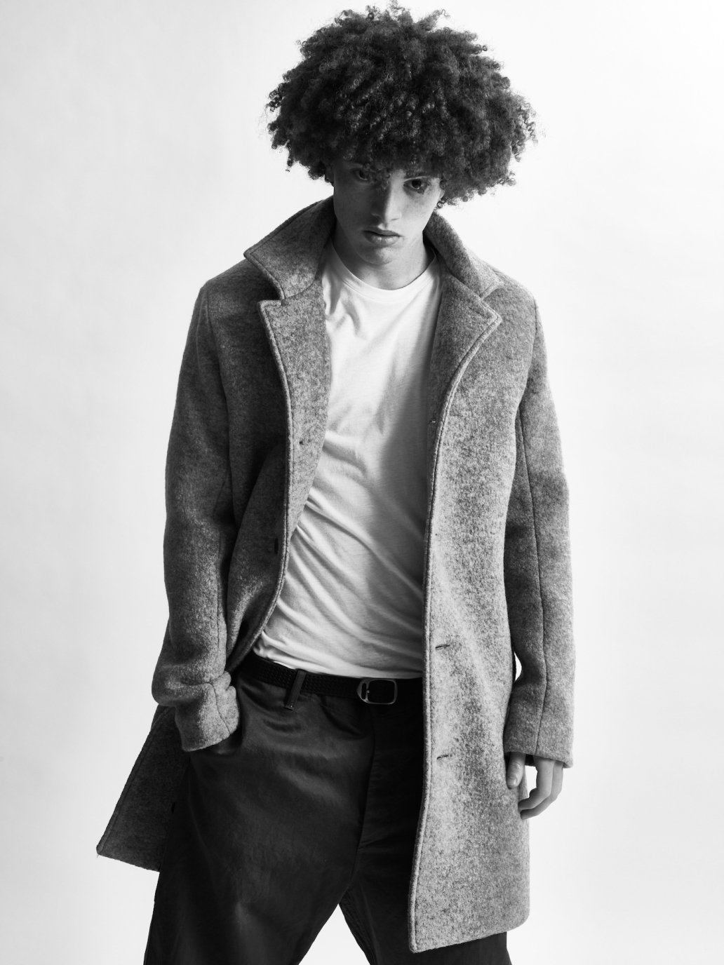 Fashion editorial black man redhead black and white photoshoot Paris sebastien Franca