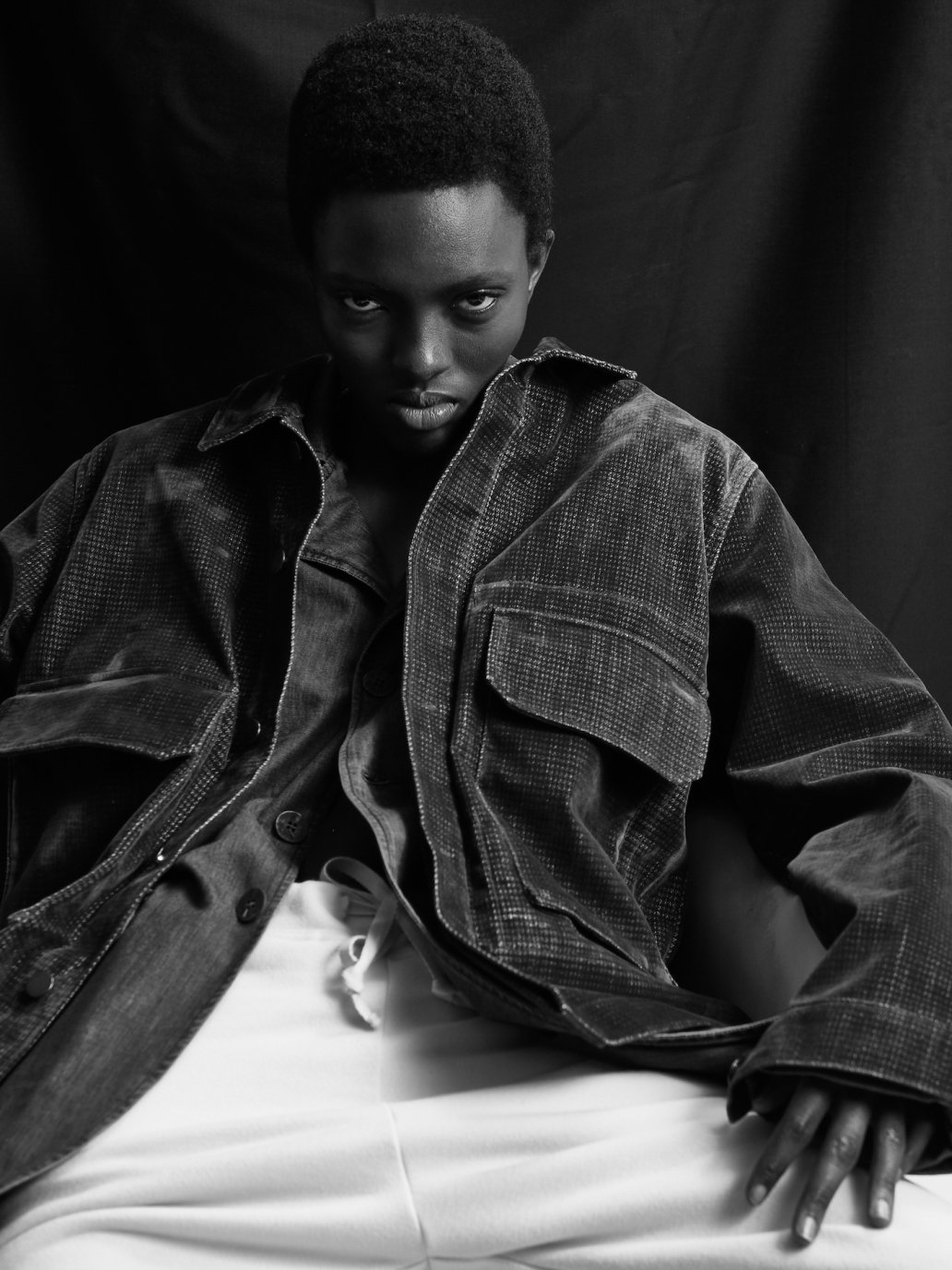 Fashion editorial black girl black and white photoshoot Paris sebastien Franca