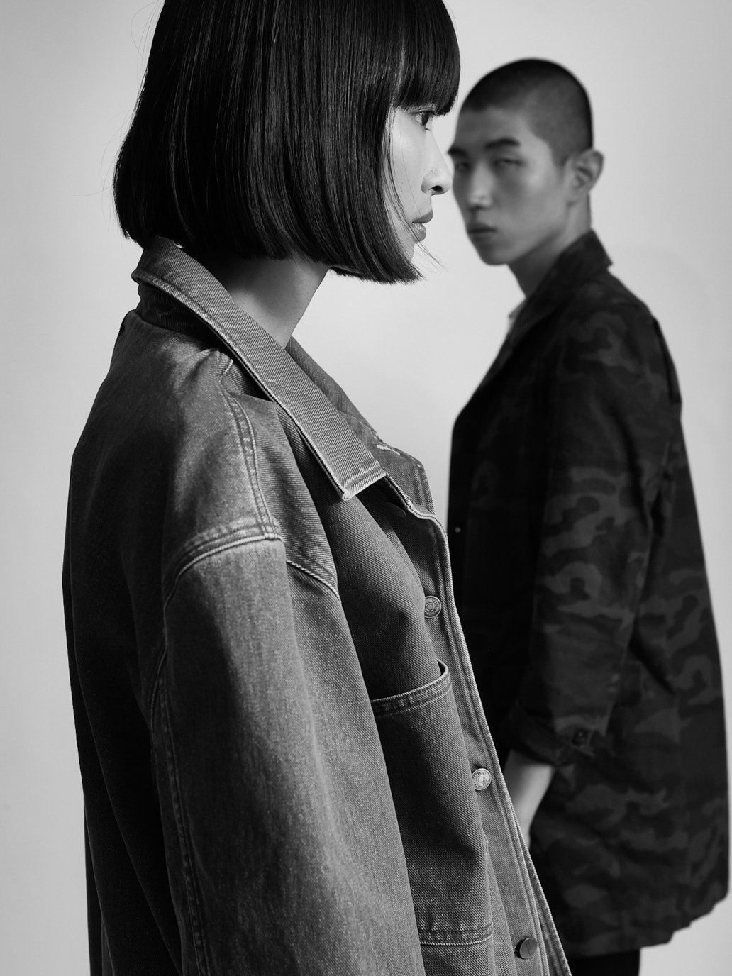 Fashion e-commerce editorial black and white photoshoot duo sebastien Franca