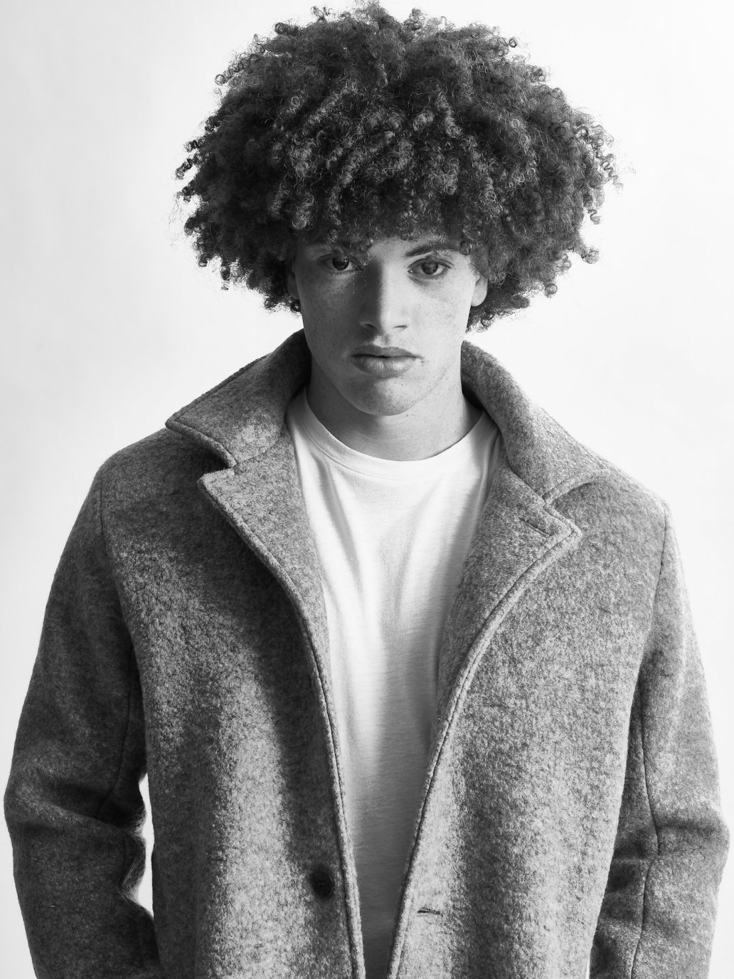 Fashion editorial black man redhead black and white photoshoot Paris sebastien Franca