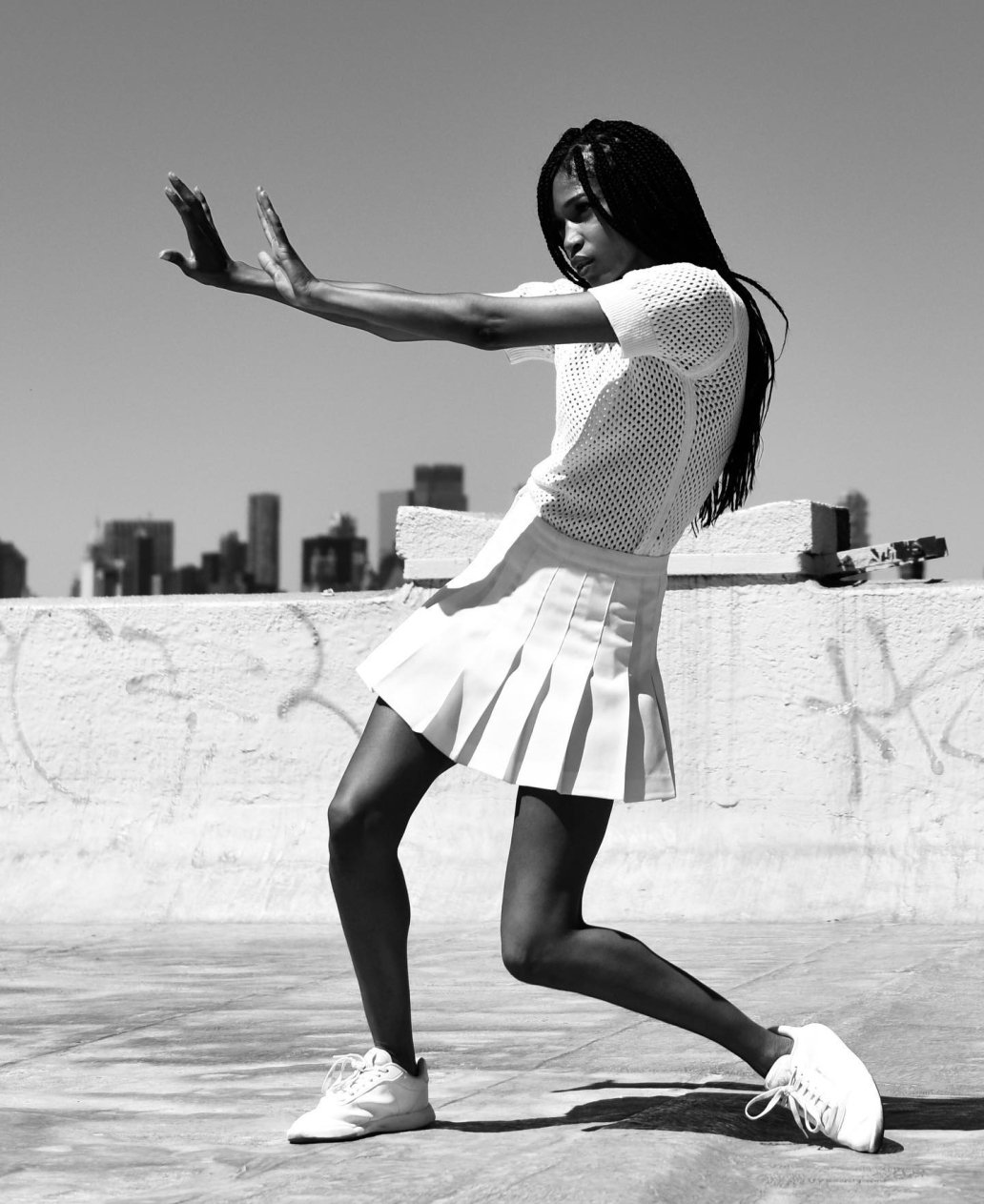 bnw fashion editorial Manhattan white skirt Sebastien Franca