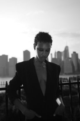 Fashion black and white photoshoot New York Skyline view Sebastien Franca Photographer