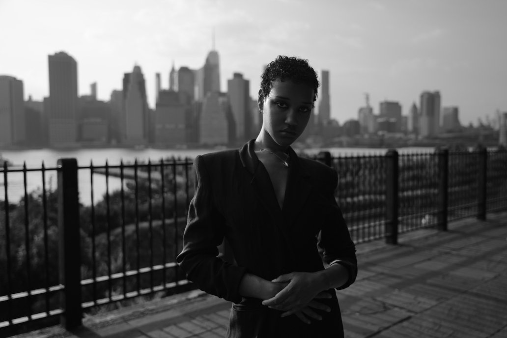 Fashion editorial black and white photograph New York Skyline Sebastien Franca Photographer