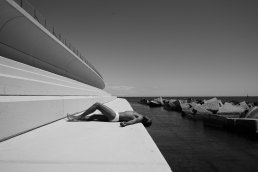 Black and white fashion photoshoot man swimsuit architecture design iconic two management Barcelona sebastien Franca