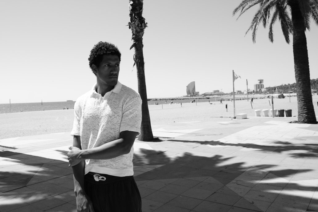 Black and white fashion architecture design photoshoot man portrait two management Barcelona sebastien Franca