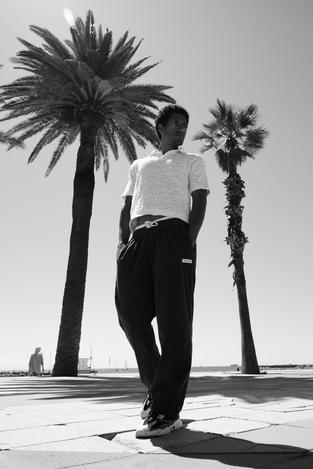 Black and white fashion architecture design photoshoot cuban man two management Barcelona sebastien Franca