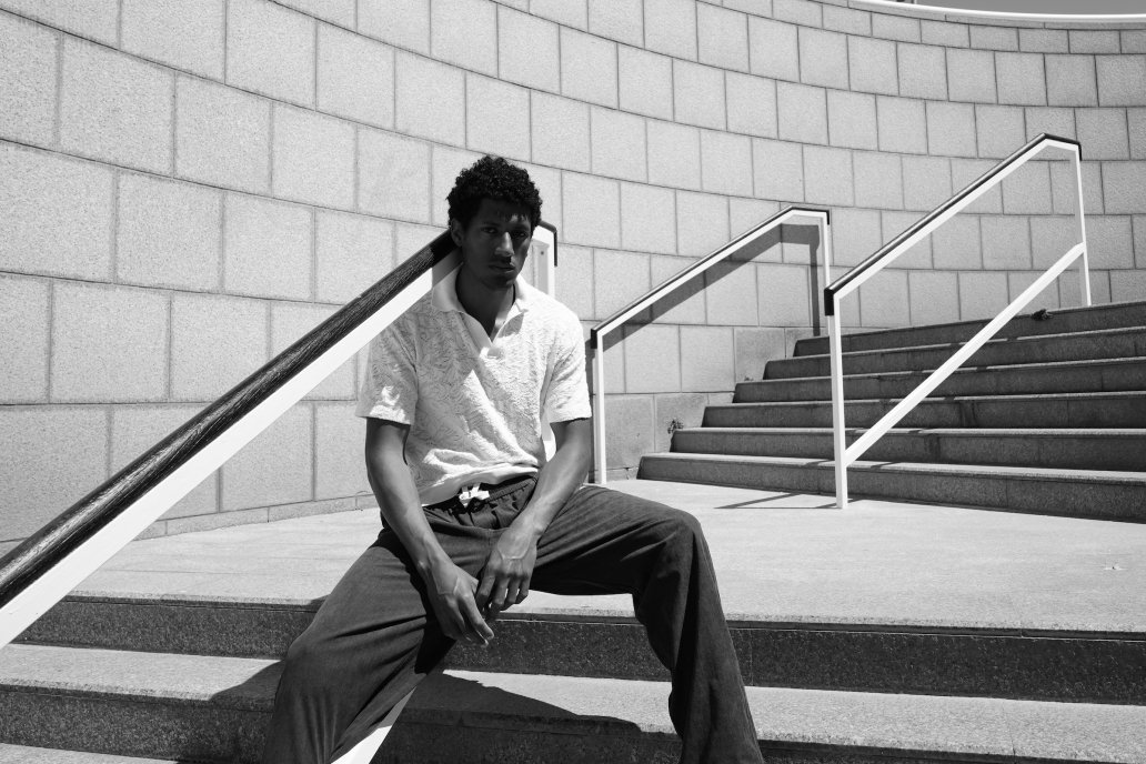 Black and white fashion architecture design photoshoot cuban man two management Barcelona sebastien Franca