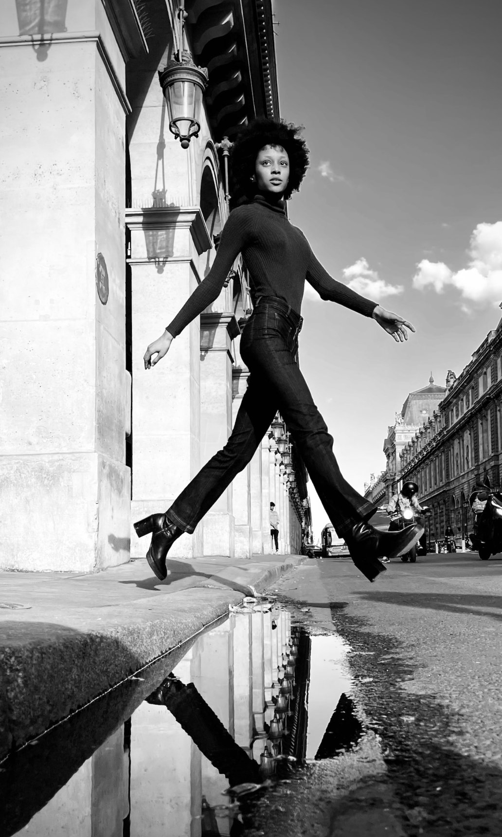 black and white fashion photoshoot Paris Rivoli black and white Sebastien FRANCA photographer