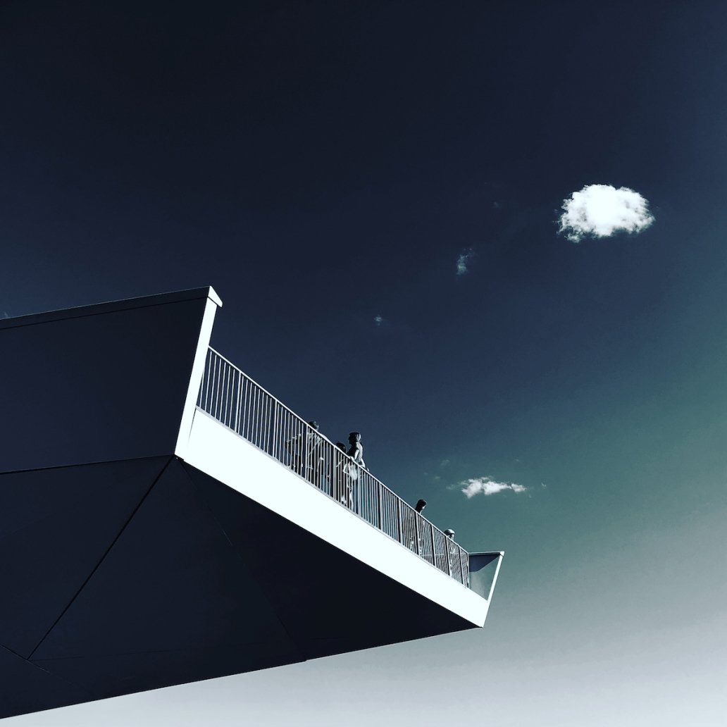 Fine art architectural photography blue balcony New York