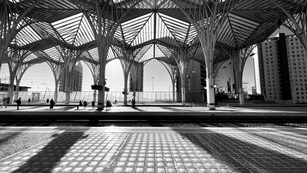 Architectural Photography black and white Santiago Calatrava Gare do Oriente Lisbon Oriente Station Photographer Sebastien Franca Fine Art
