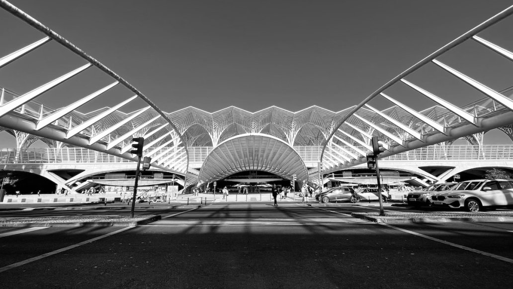 Architectural Photography black and white Santiago Calatrava Gare do Oriente Lisbon Oriente Station Photographer Sebastien Franca Fine Art