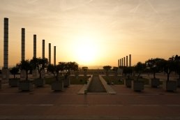 Architectural photography sunset Santiago Calatrava Montjuic Olympic Games Barcelona Spain Architectural Photographer Sebastien Franca Fine Art